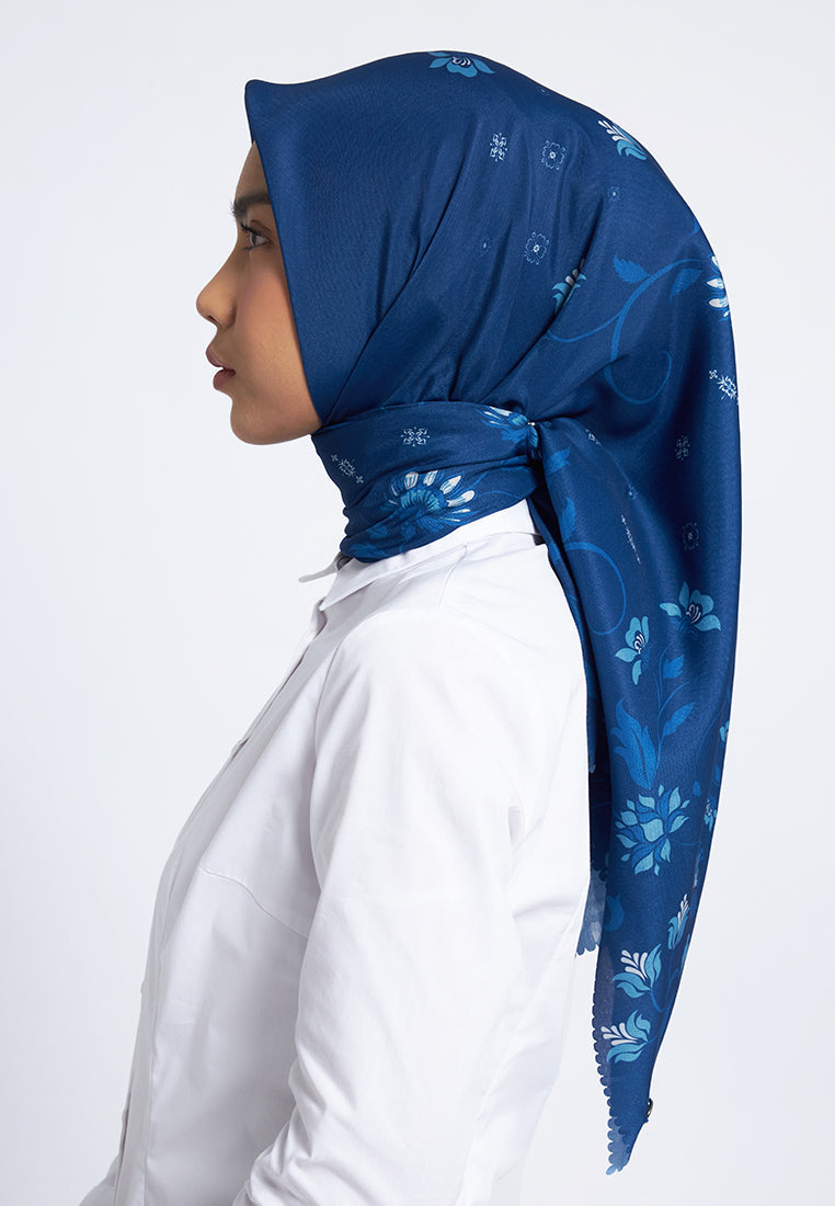 Navy Printed Scarf