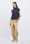 Asymmetric Collar Short Sleeve Top