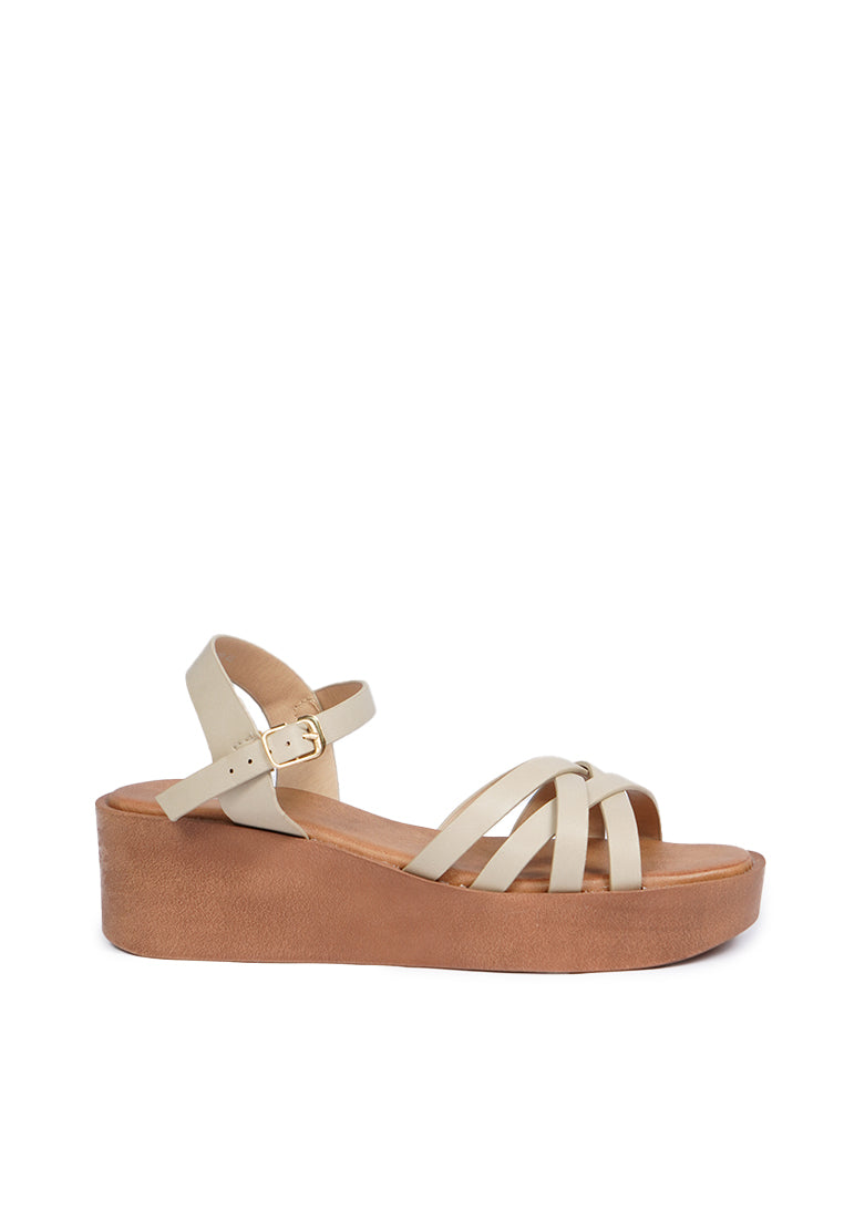 Strappy Wedges Sandals Cream