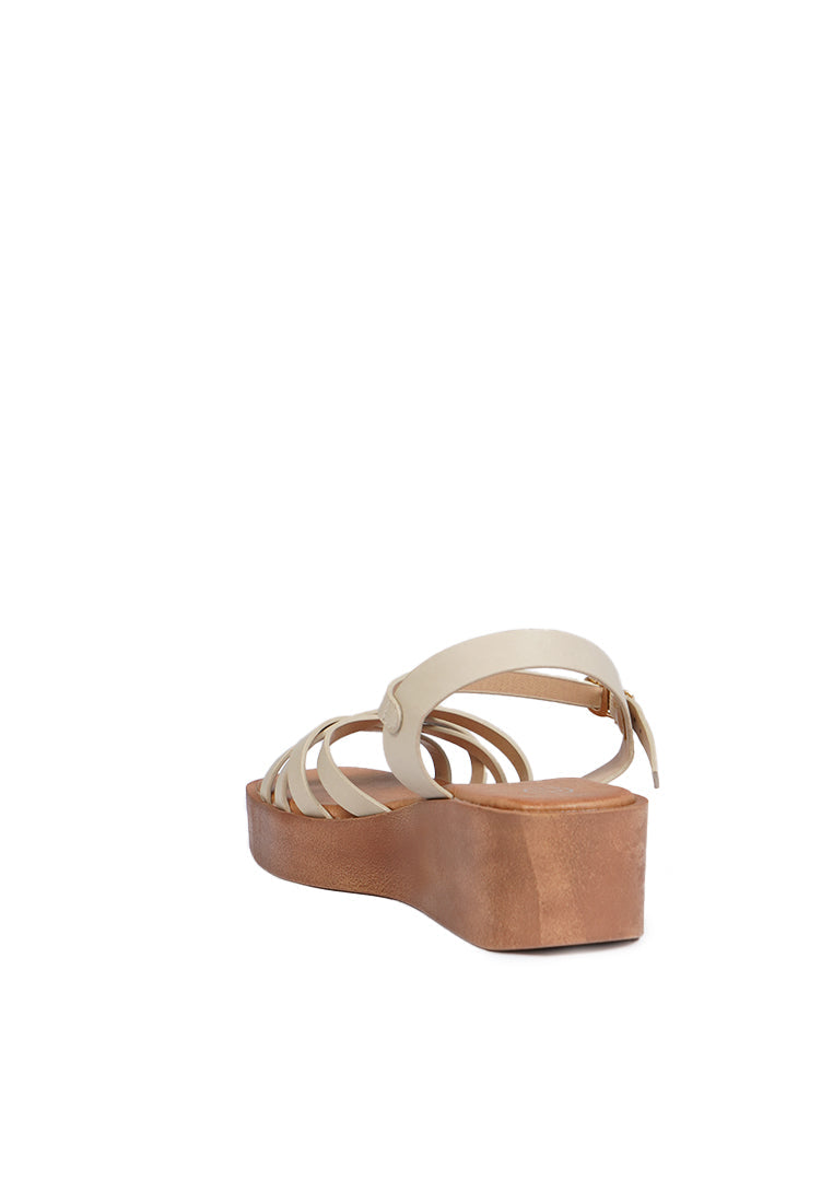 Strappy Wedges Sandals Cream