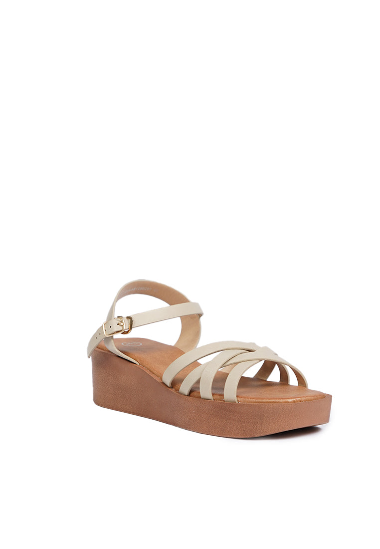 Strappy Wedges Sandals Cream