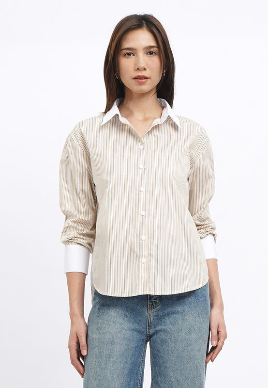 Colorblock Oversized Stripes Shirt