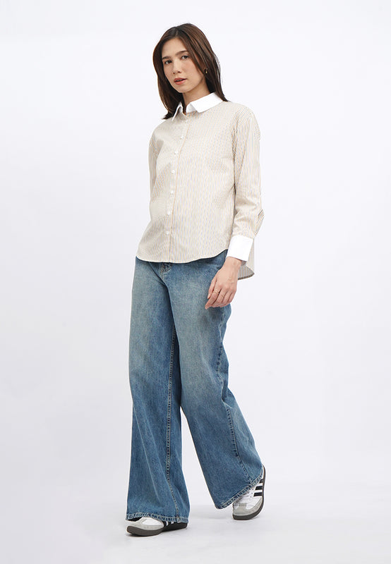Colorblock Oversized Stripes Shirt
