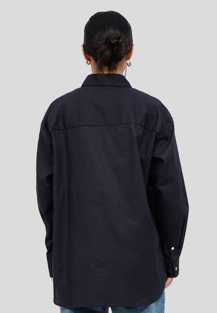 Linen-Blend Oversized Shirt