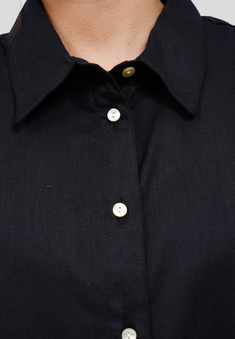 Linen-Blend Oversized Shirt