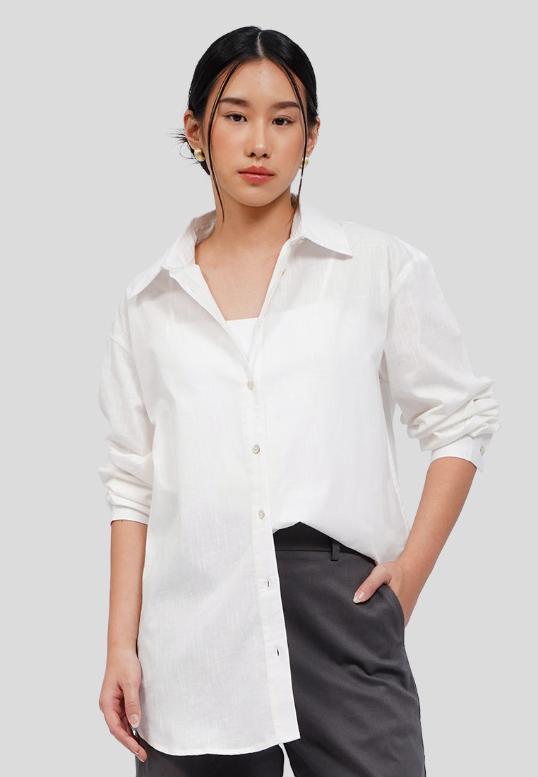Linen-Blend Oversized Shirt