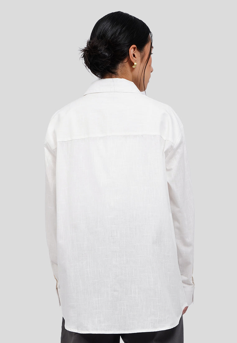 Linen-Blend Oversized Shirt