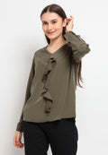Flounced v-neck blouse