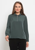 Long Sleeve Blouse With Zipper