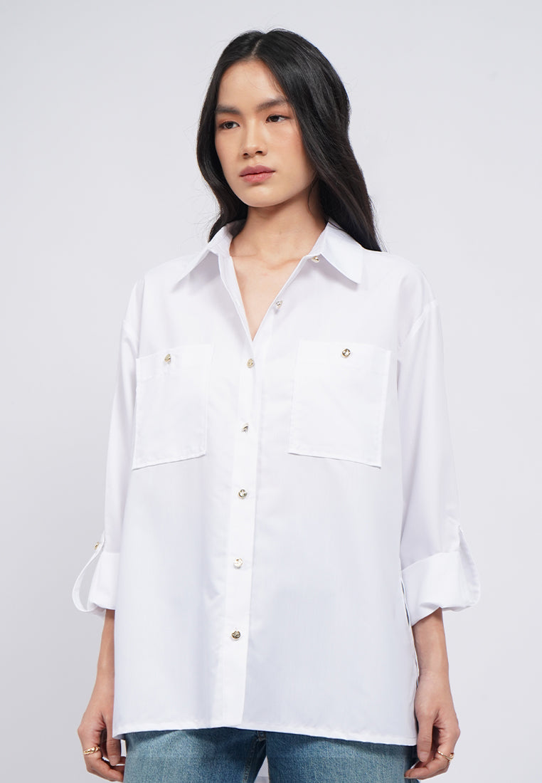 Oversized Shirt with Fancy Button