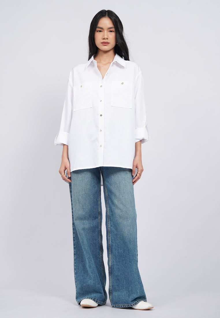 Oversized Shirt with Fancy Button