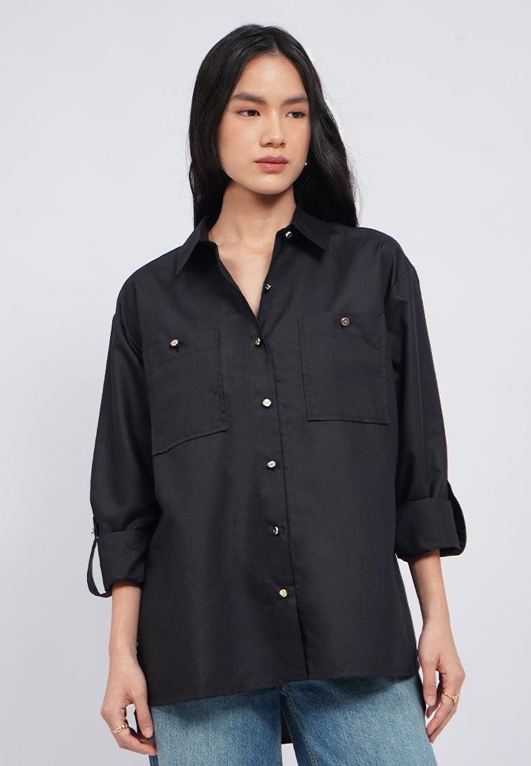 Oversized Shirt with Fancy Button