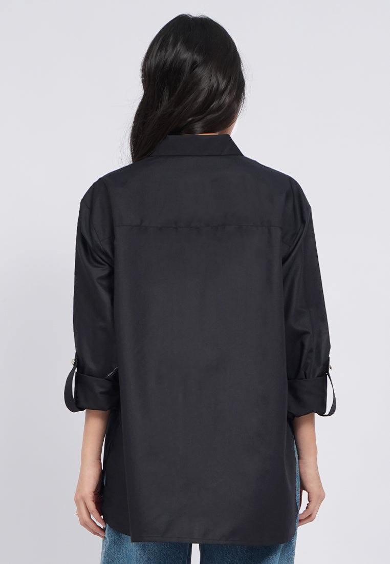 Oversized Shirt with Fancy Button