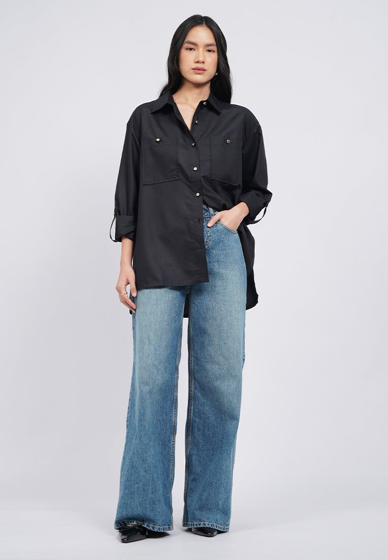 Oversized Shirt with Fancy Button