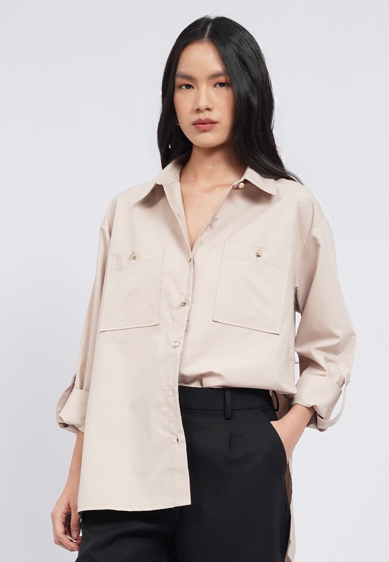 Oversized Shirt with Fancy Button
