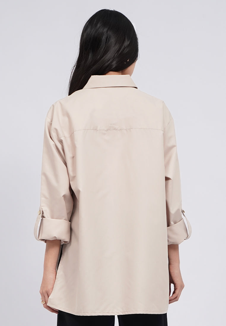 Oversized Shirt with Fancy Button