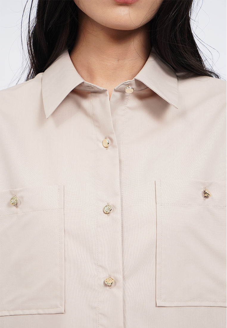 Oversized Shirt with Fancy Button