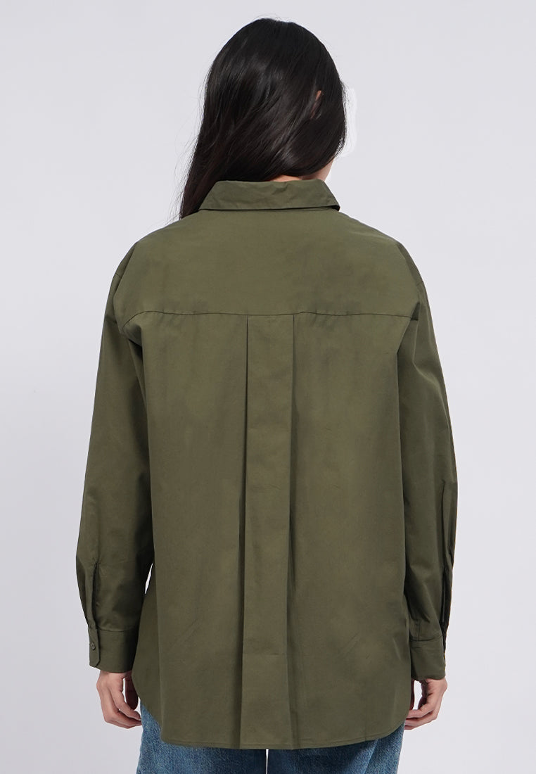 Oversized Long Sleeve Solid Shirt