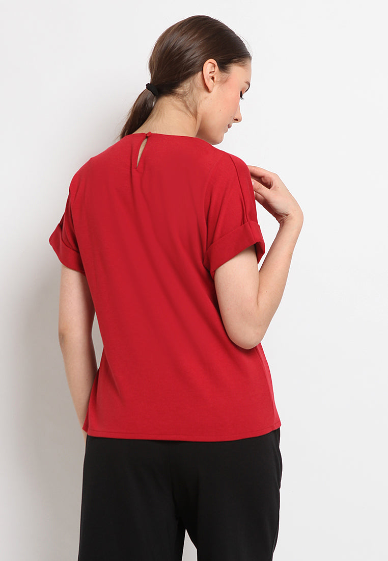 Belted short sleeve top