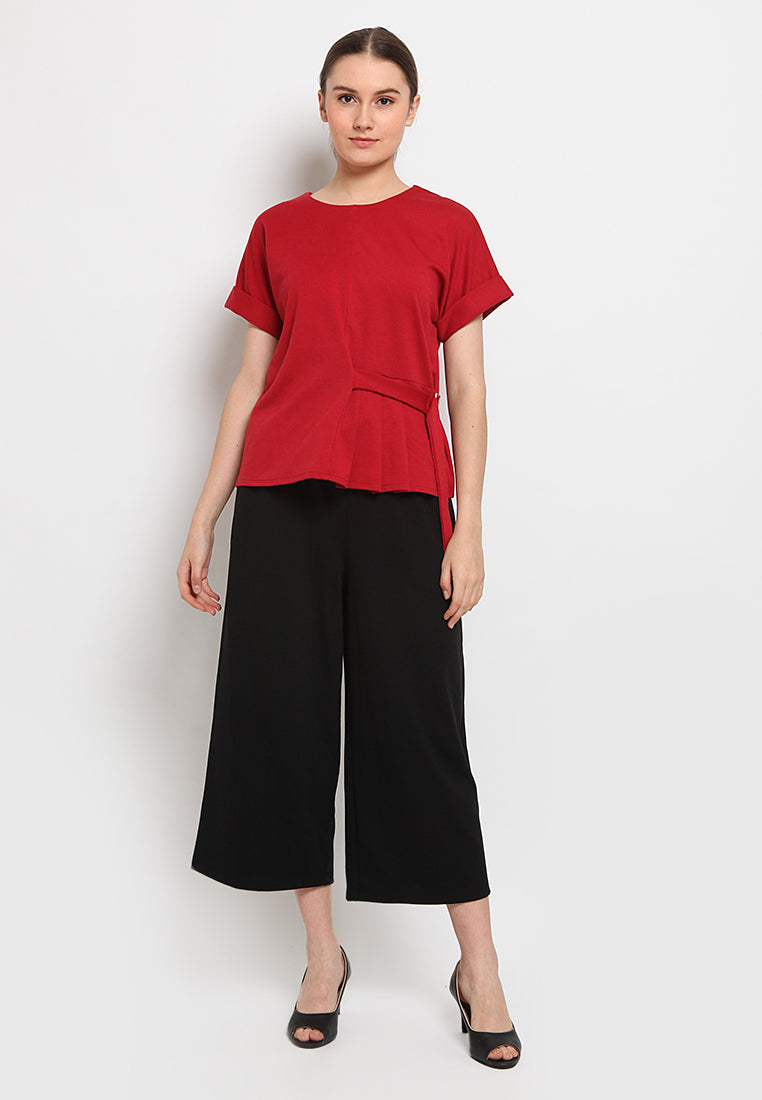 Belted short sleeve top