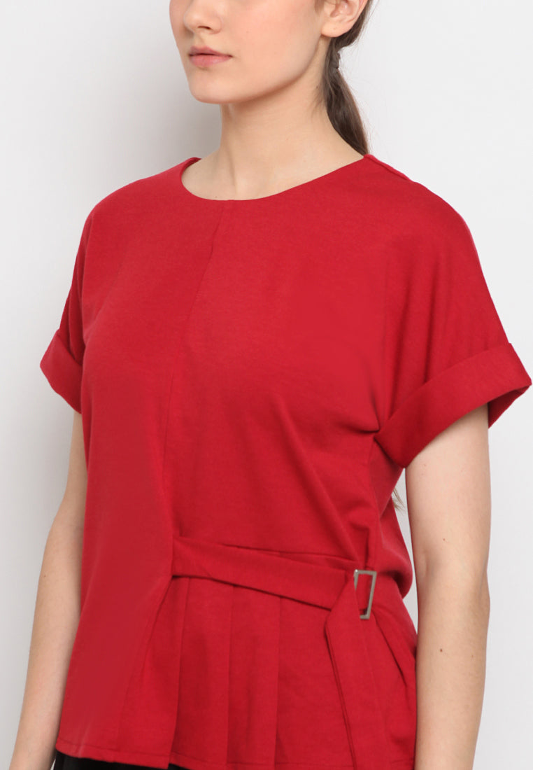 Belted short sleeve top