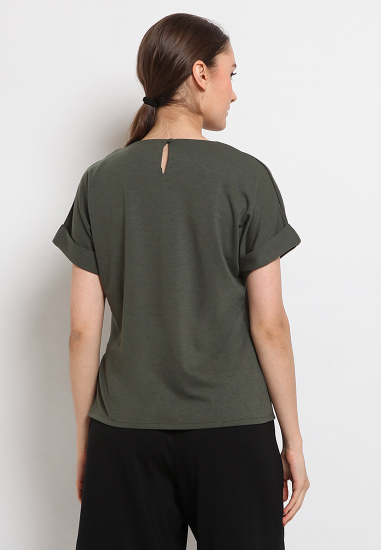 Belted short sleeve top