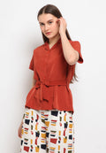 Short sleeve belted blouse