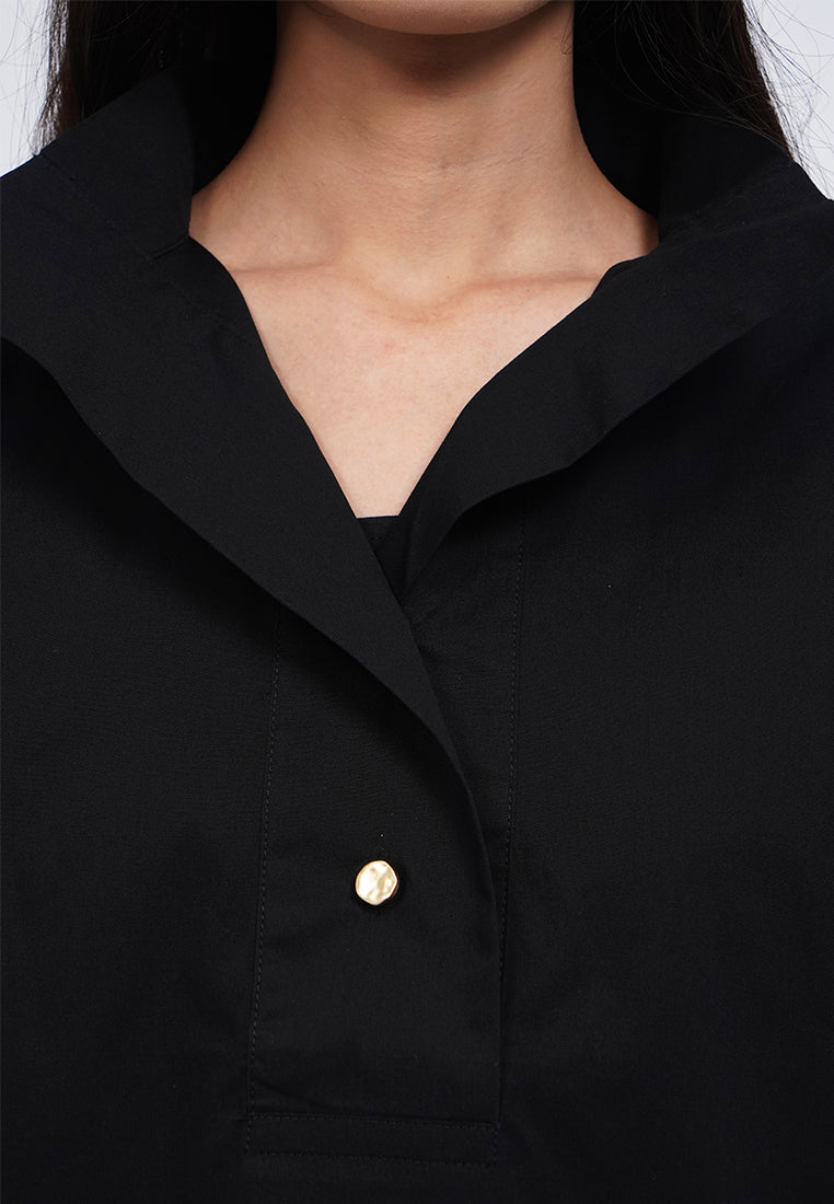3/4 Sleeve High Collar Blouse