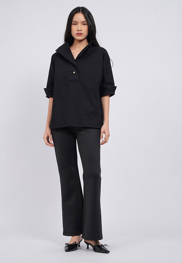 3/4 Sleeve High Collar Blouse