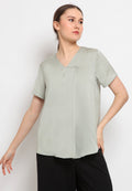 Short sleeve asymmetric blouse