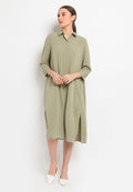 Back pleated midi dress