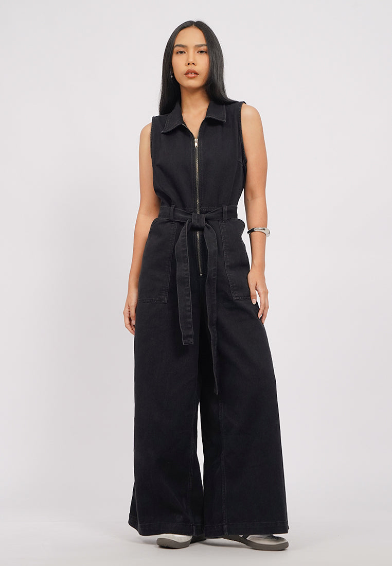 Sleeveless Denim Jumpsuit