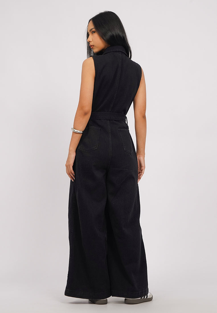 Sleeveless Denim Jumpsuit
