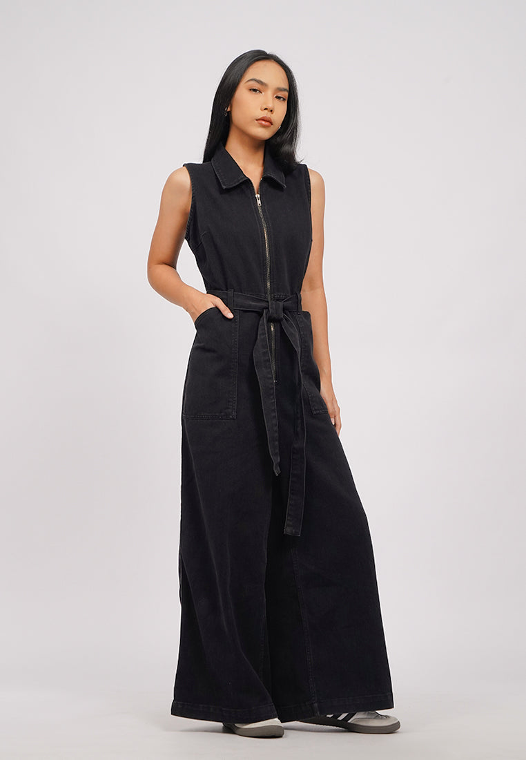 Sleeveless Denim Jumpsuit