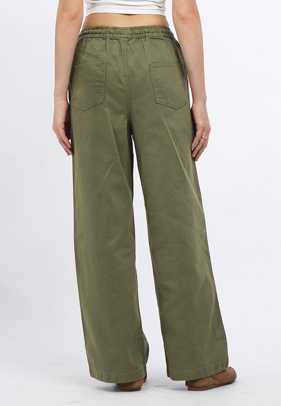 Wide Leg Drawstring Denim Pants