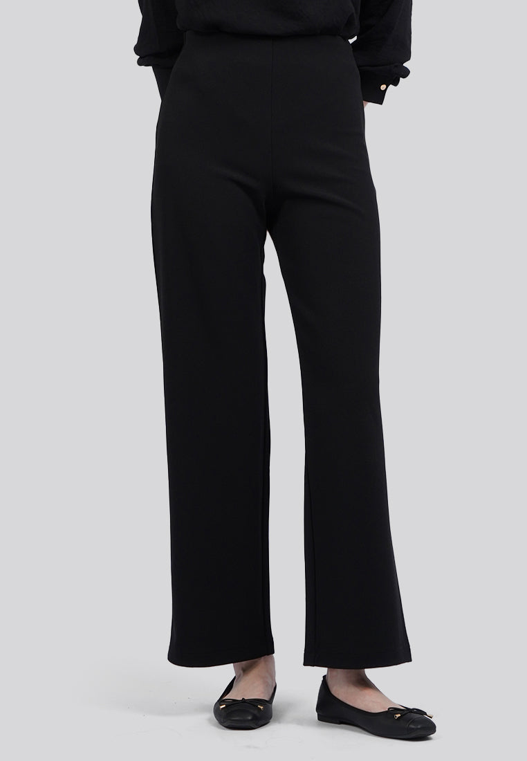 Straight Knit Pants with Slit Details