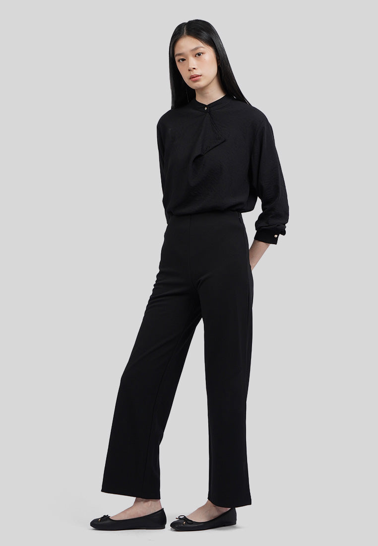 Straight Knit Pants with Slit Details