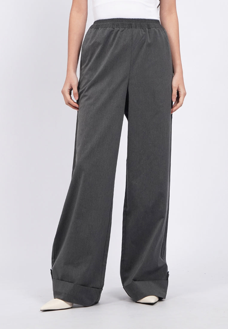 Folded Leg Elastic Trousers