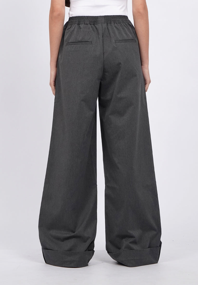 Folded Leg Elastic Trousers