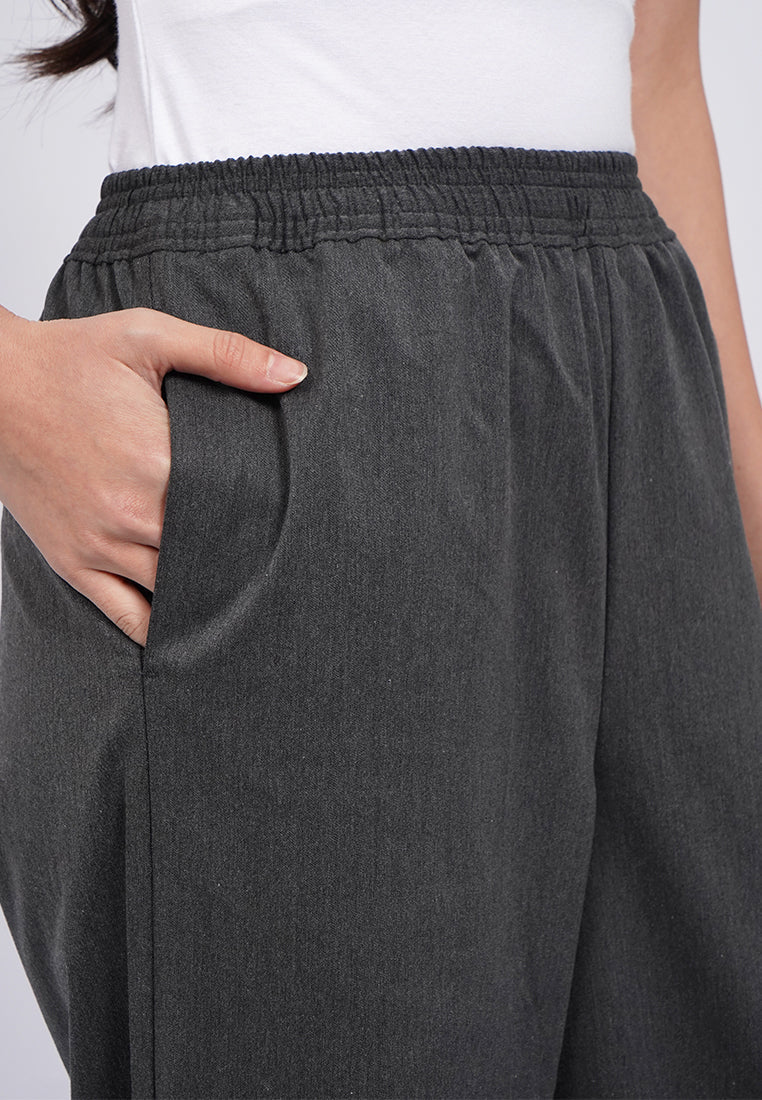 Folded Leg Elastic Trousers