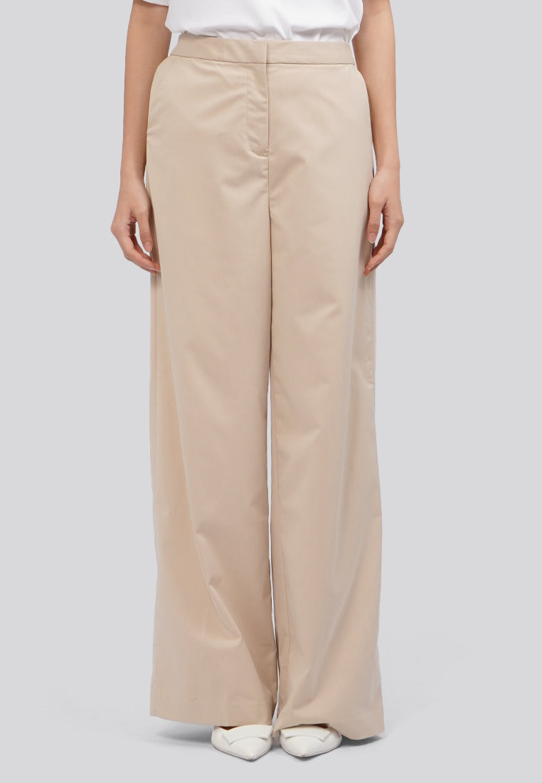 High Waist Wide Leg Pants Beige