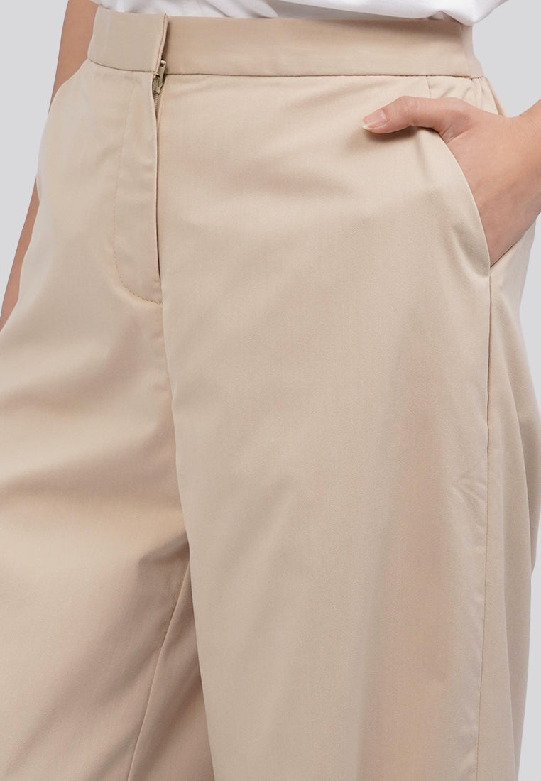 High Waist Wide Leg Pants Beige