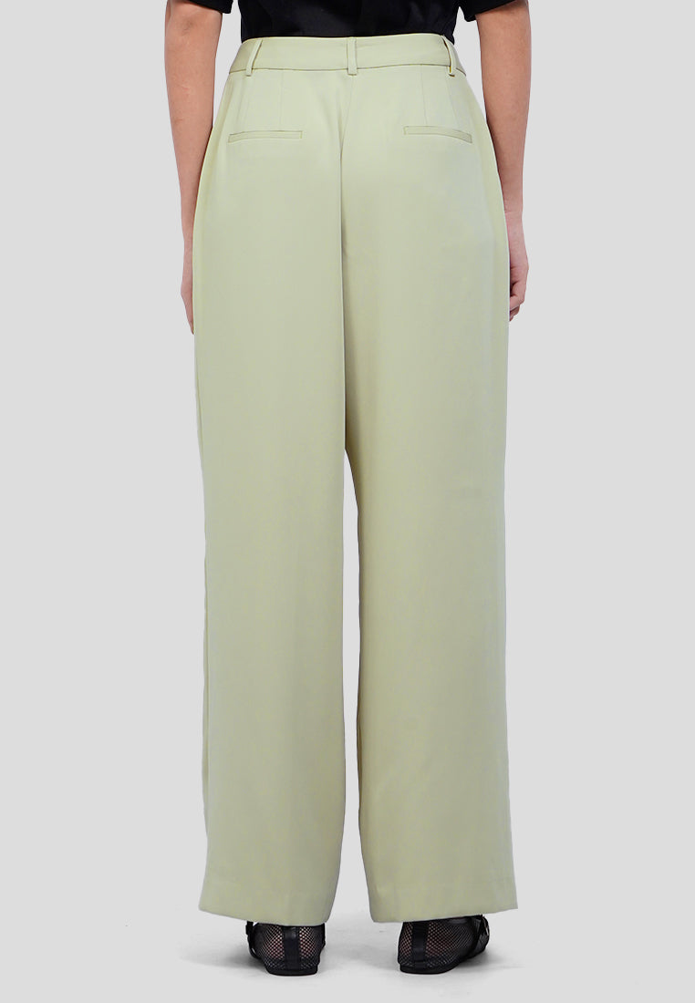 Pleated Wide Leg Solid Pants