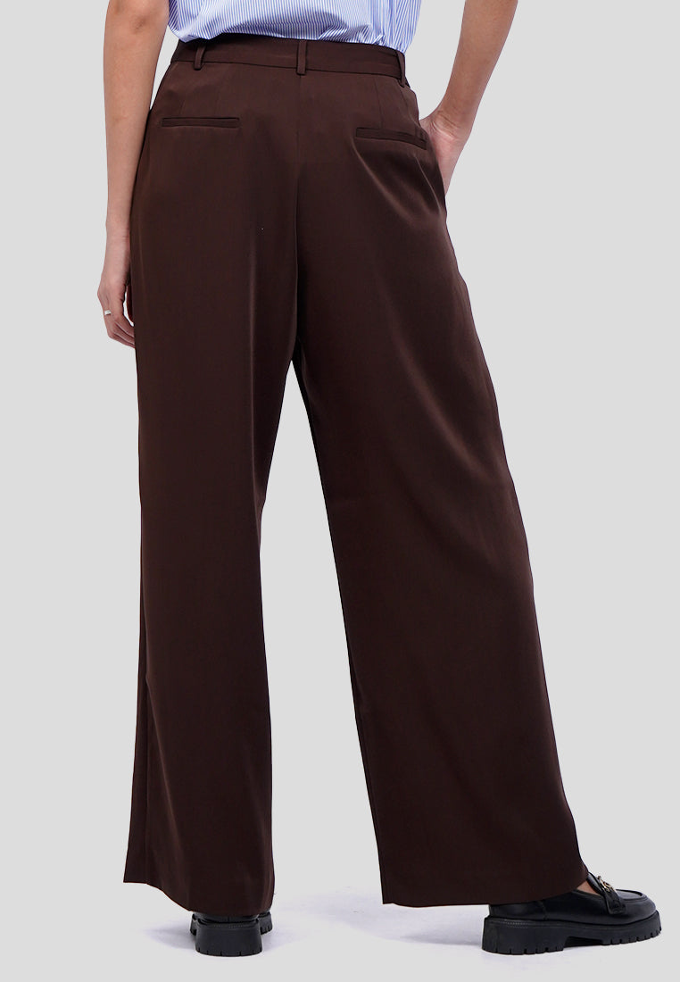 Pleated Wide Leg Solid Pants