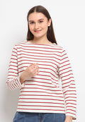Boat neck stripe t-shirt