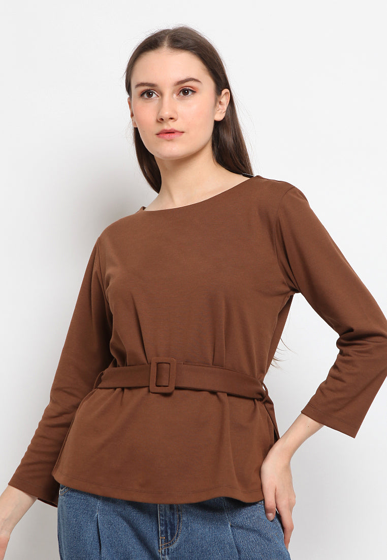 Belted 3/4 sleeve top