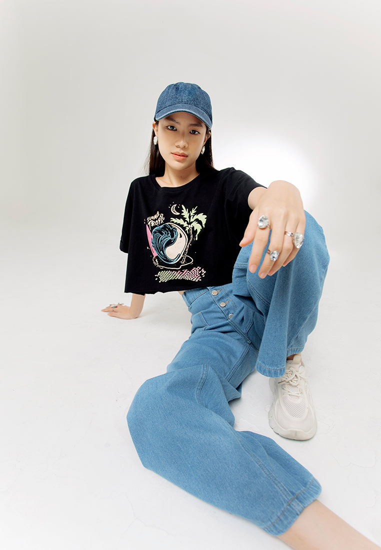 Graphic Loose Crop T-shirt