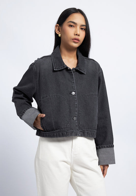 Regular Fit Cuffed Denim Jacket