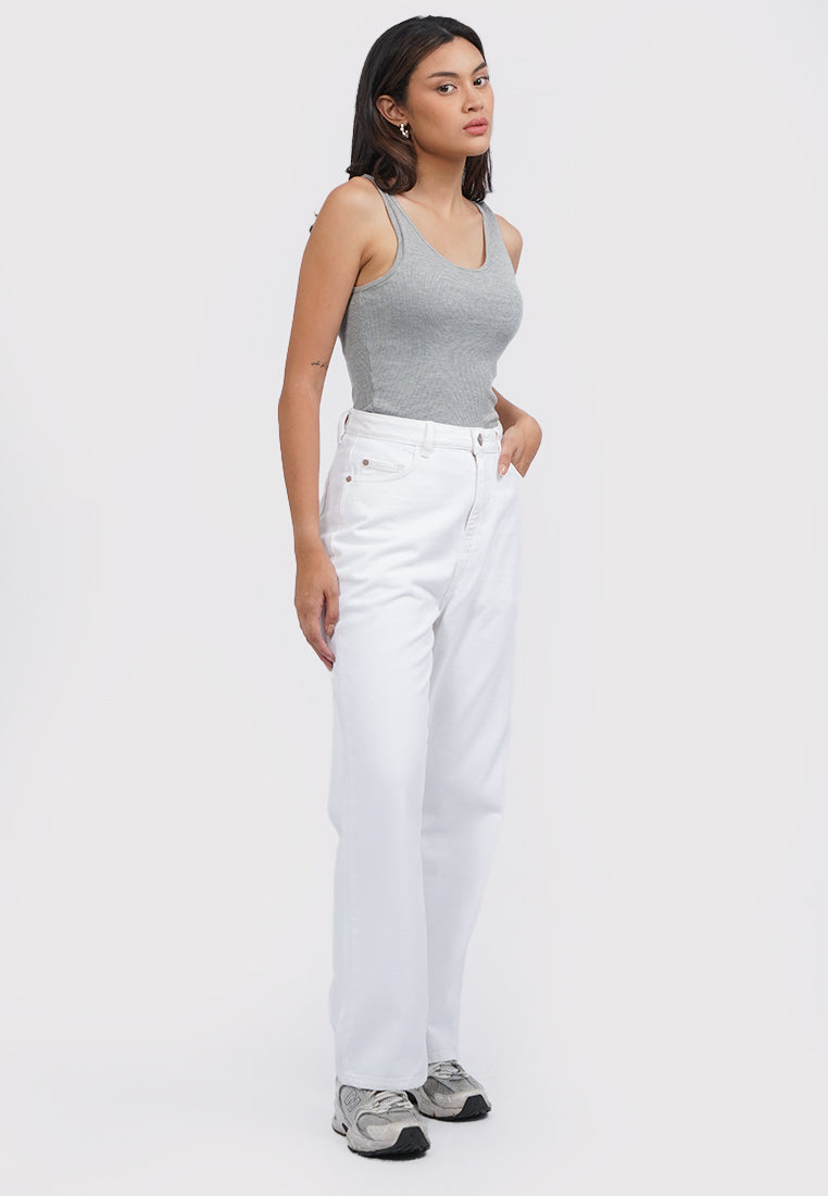 Straight Denim Pants White