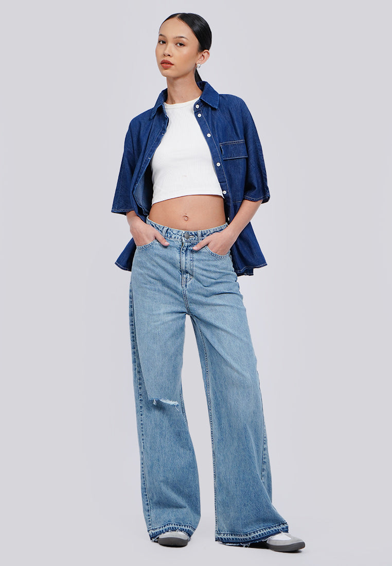 Wide Leg Denim Pants